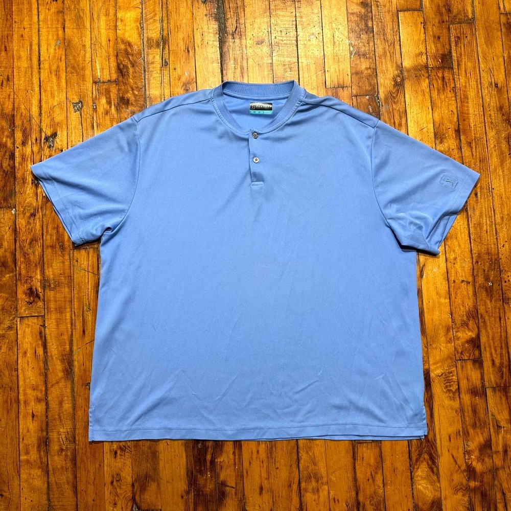 PGA Tour Polo Shirt Men's 2X Plus Blue Solid Short Sleeve Golf Performance